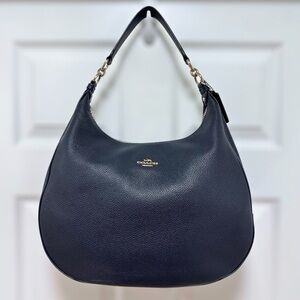 Coach Harley Hobo Shoulder Bag Navy Blue Pebbled Leather Gold Hardware